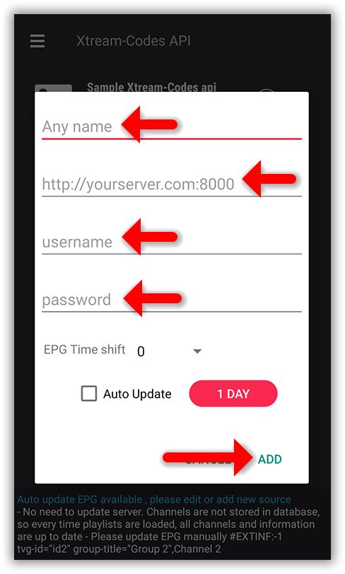 How to setup IPTV on GSE via Xtream-Codes API? — illustration 3